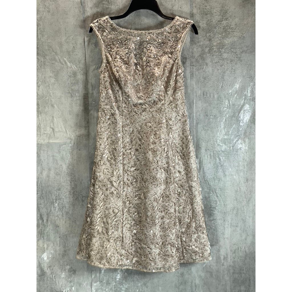 ADRIANNA PAPELL Women's Marble Embroidered Sequin Sleeveless Cocktail Dress