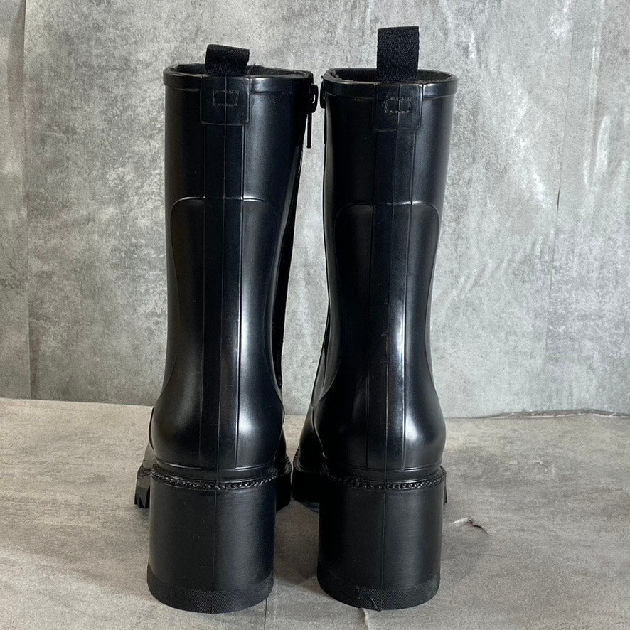 INC INTERNATIONAL CONCEPTS Women's Black Everett Luge Sole Block-Heel Rain Boots