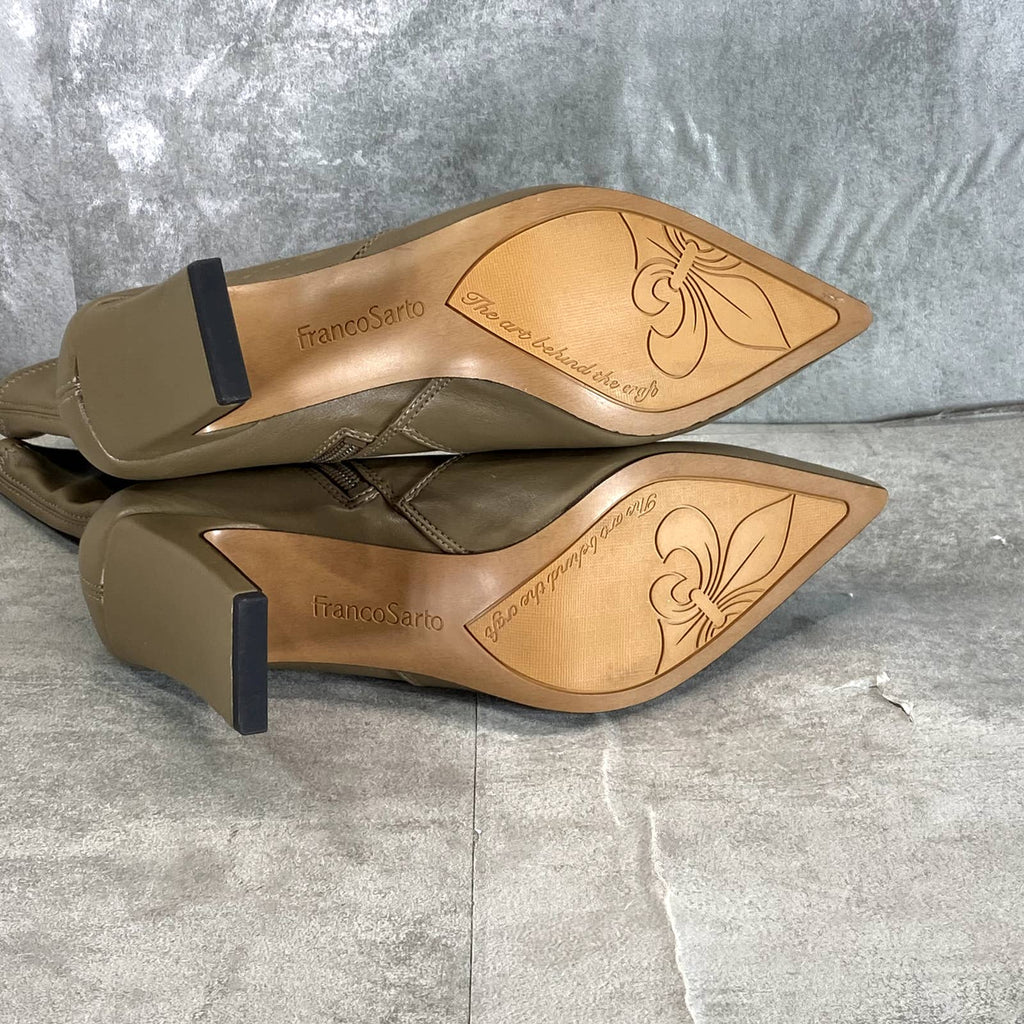 FRANCO SARTO Women's Clay Taupe Synthetic Avana Side-Zip Mid-Calf Booties SZ 8