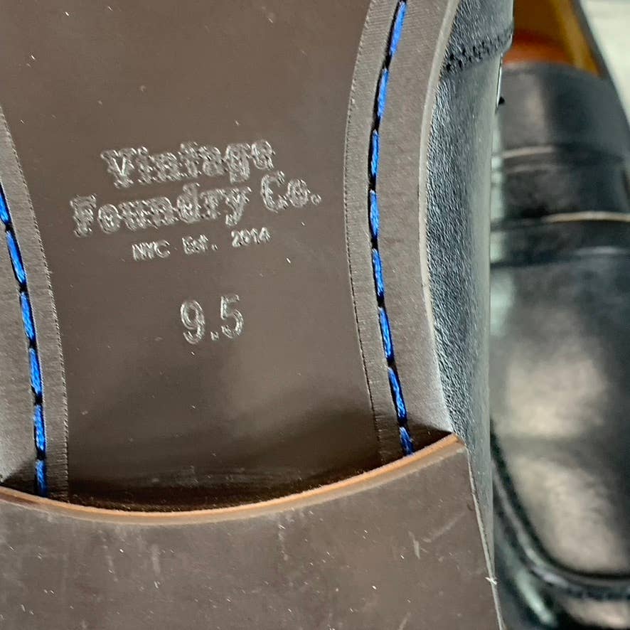 VINTAGE FOUNDRY CO. Men's Black Leather Rawson Slip-On Loafers SZ 9.5