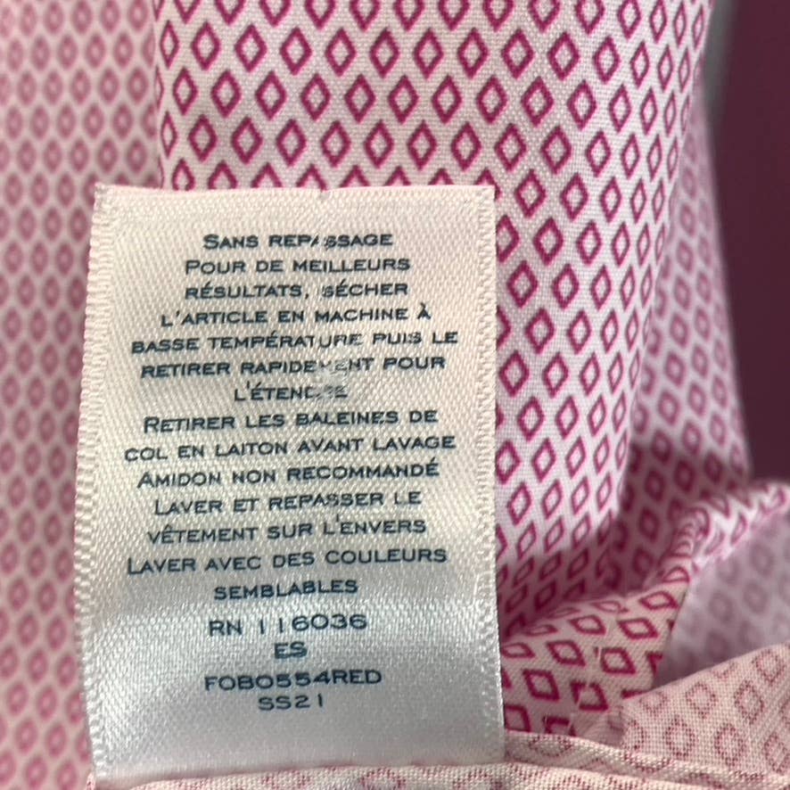 CHARLES TYRWHITT Men's Red Diamond Printed Non-Iron Slim-Fit Dress Shirt SZ 15.5