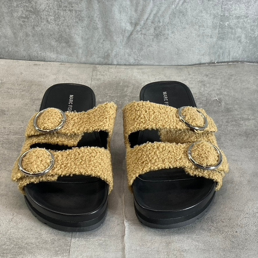 MARC FISHER Women's Tan Natural Texture Keena 2 Platform Slide Sandals SZ 9.5