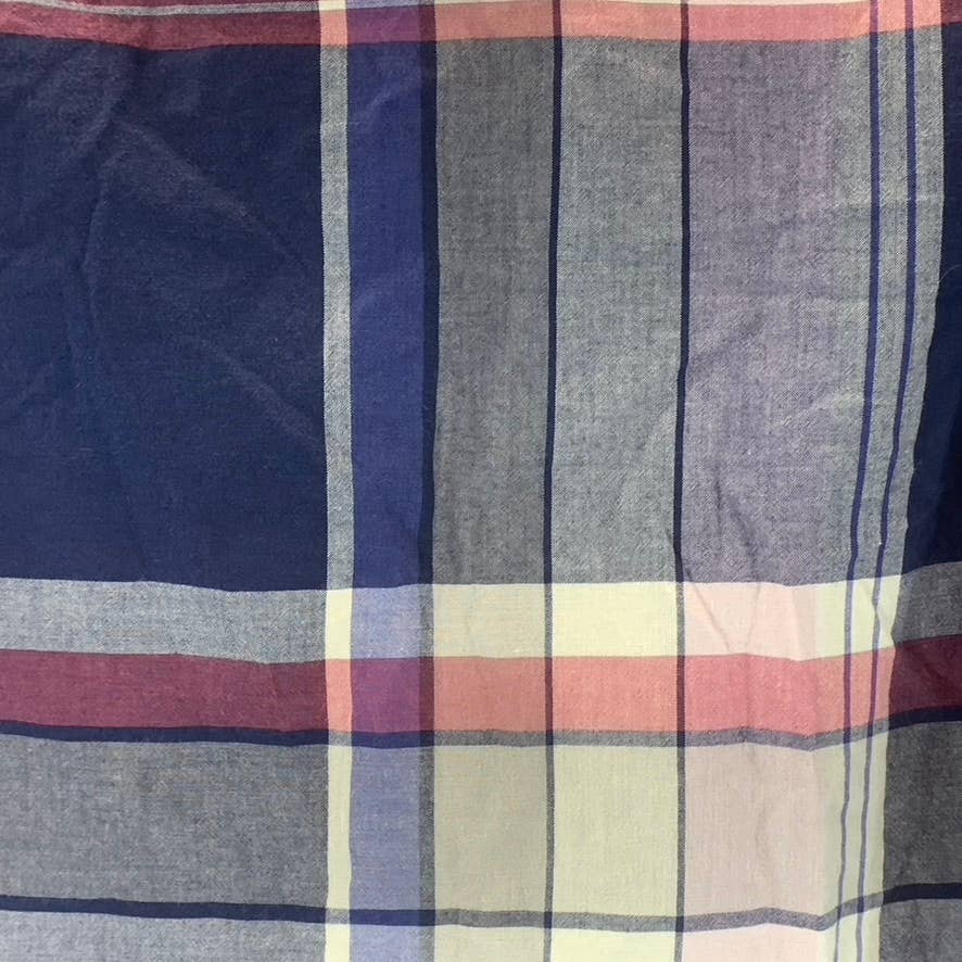 ABERCROMBIE & FITCH Men's Navy/Pink Madras Large Check Button-Up Shirt SZ M