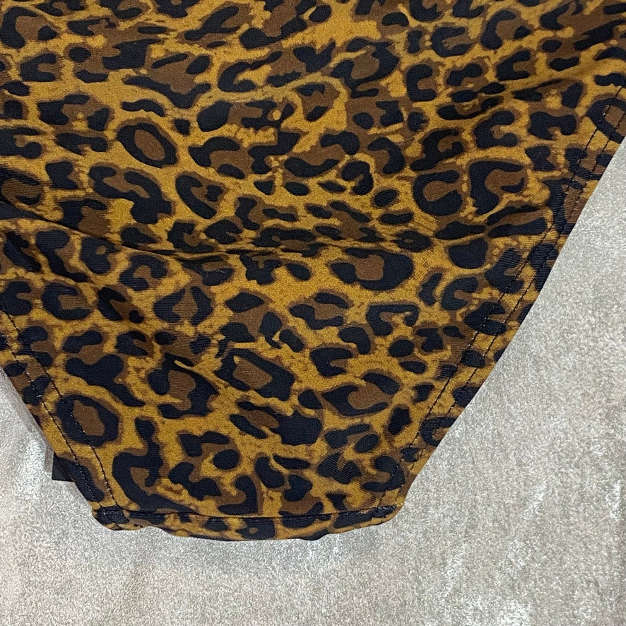 KENDALL & KYLIE Leopard Print Logo Waist Moderate Coverage Bikini Bottoms SZ XL