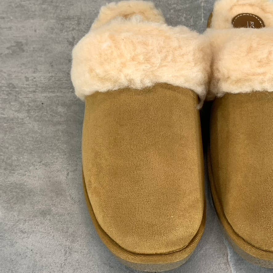 ROCKPORT TruTech Women's Tan Suede Faux-Fur Veda Slide Slippers SZ 8