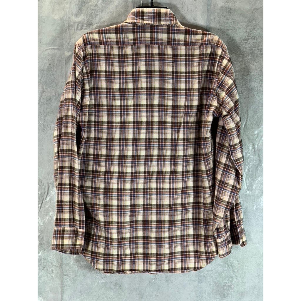 LEVI'S Men's Brown Classic Western Plaid Flannel Standard-Fit Shirt SZ M