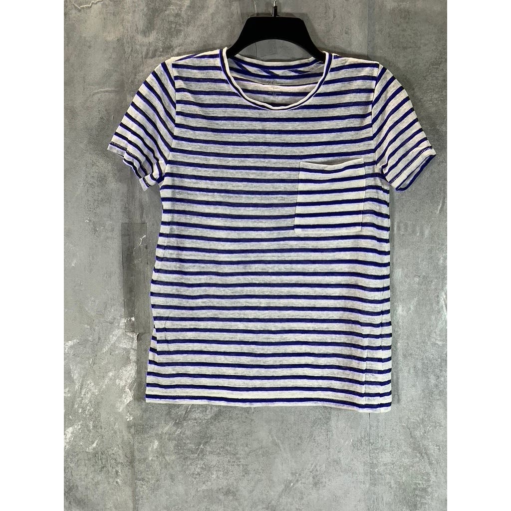 J.CREW Women's Blue Striped Crewneck Knit Short Sleeve T-Shirt SZ XS