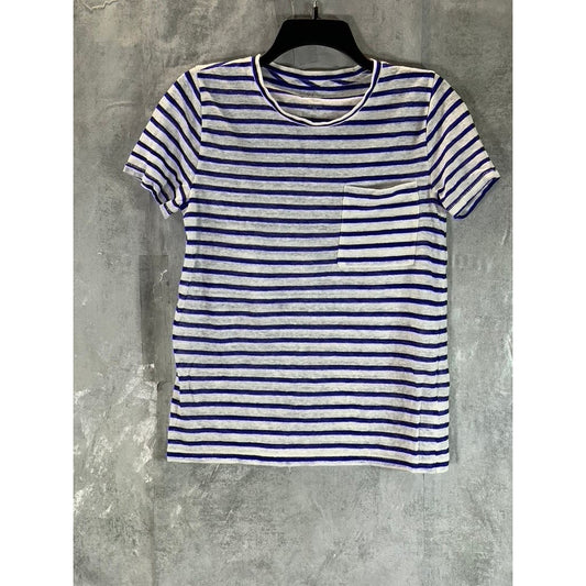 J.CREW Women's Blue Striped Crewneck Knit Short Sleeve T-Shirt SZ XS