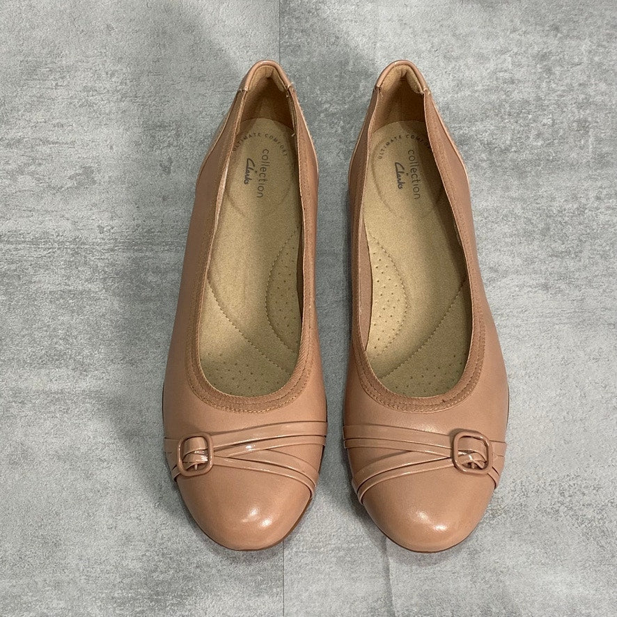 CLARKS Collection Tan Sara Tulip Slip-On Ballet Flats SZ 10
