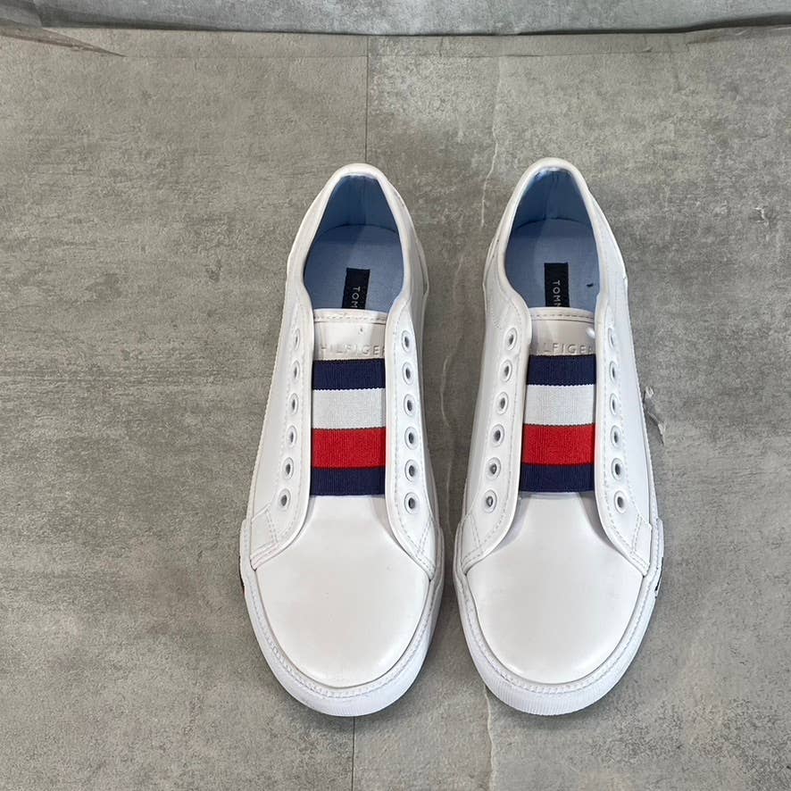 TOMMY HILFIGER Women's White Anni Round-Toe Laceless Slip-On Sneakers SZ 5