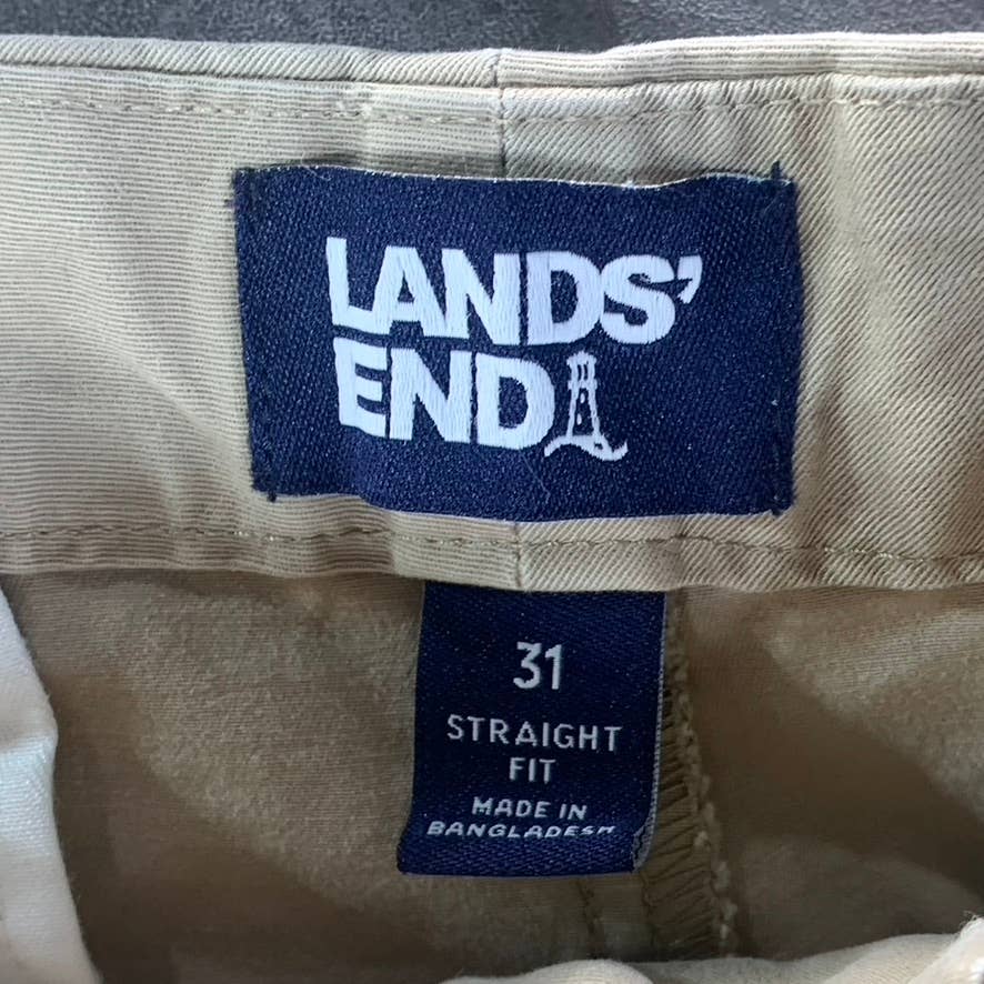 LANDS' END Men's Tan Traditional-Fit Straight-Leg Chino Pants SZ 31