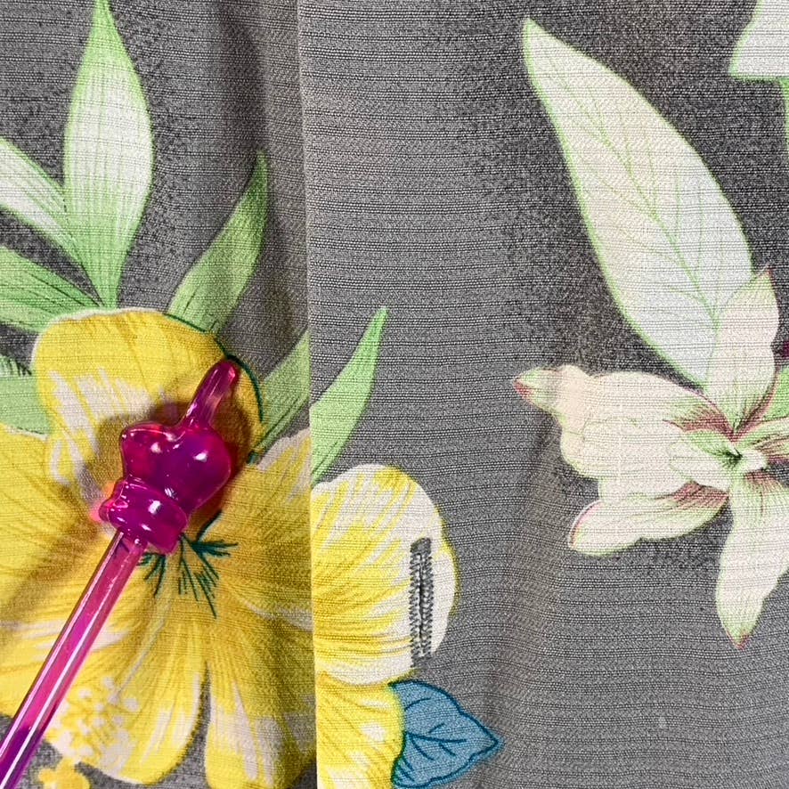 TOMMY BAHAMA Men's Grey Original-Fit Floral-Print Button-Up Silk Shirt SZ XL