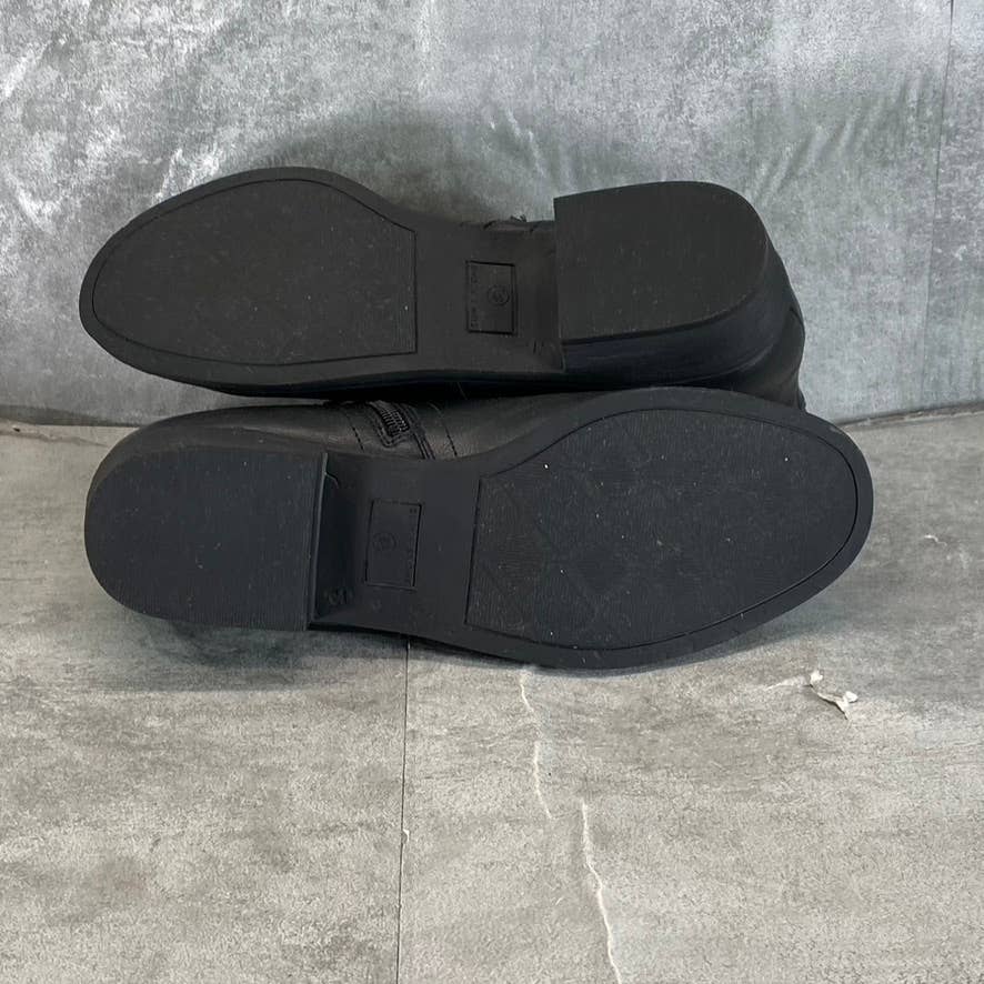 SUN+STONE Women's Black Cadee Memory Foam Slip-On Block Heel Ankle Booties SZ8.5