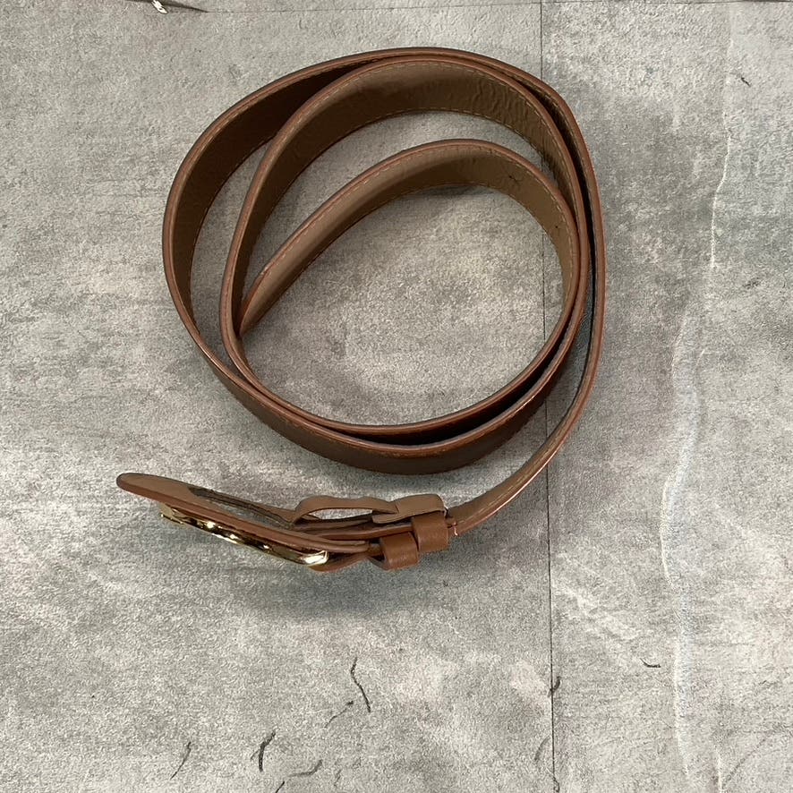 UNBRANDED Women's Brown Faux-Leather Single Prong Double-Loop Belt SZ S