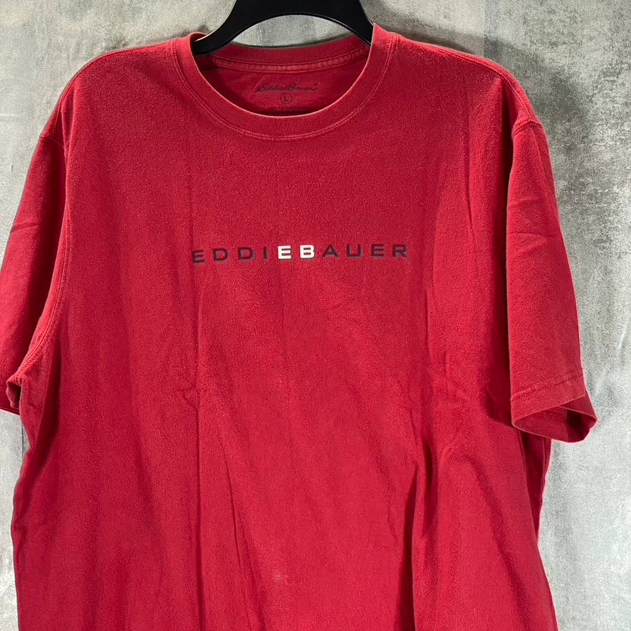 EDDIE BAUER Men's Red Cotton Short-Sleeve Crewneck T-Shirt SZ L