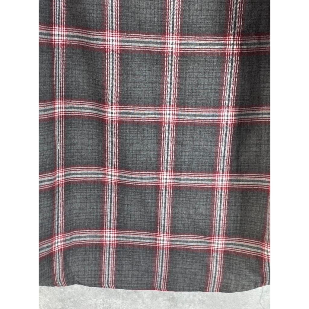 THE AMERICAN OUTDOORSMAN Men's Gray/Red Plaid Button-Up Flannel Shirt SZ L