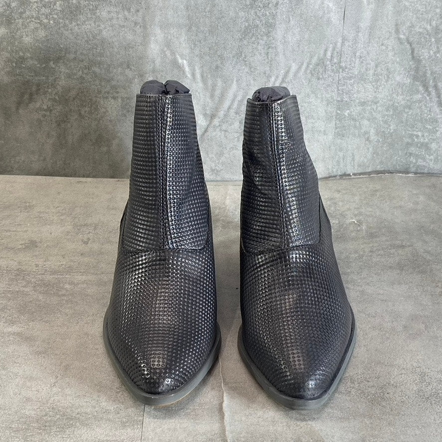 JOURNEE COLLECTION Women's Black Leather Cassie Pointed-Toe Block-Heel Booties