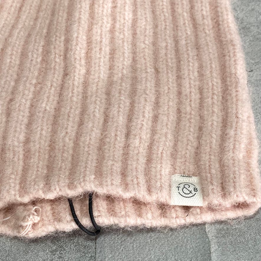 TEASURE & BOND Blush Ribbed Knit Beanie Hat SZ OS