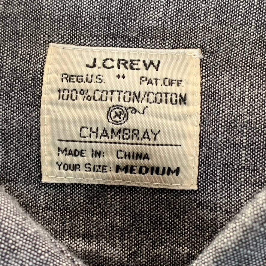 J.CREW FACTORY Men's Charcoal Chambray Regular-Fit Button-Up Workshirt SZ M