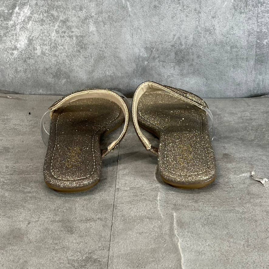 THALIA SODI Women's Champagne Ombre Bianca Rhinestone Flat Sandals SZ 5.5