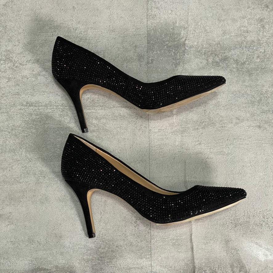 INC INTERNATIONAL CONCEPTS Black Bling Zitah Embellished Pointed-Toe Pumps SZ 7