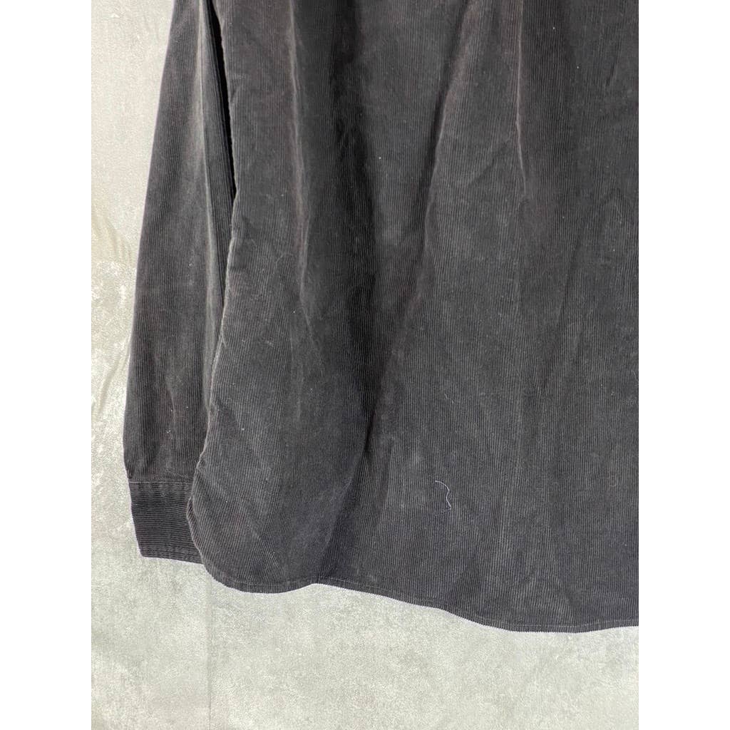 MADEWELL Men's Black Coal Perfect Fit Corduroy Button-Up Long-Sleeve Shirt SZ M