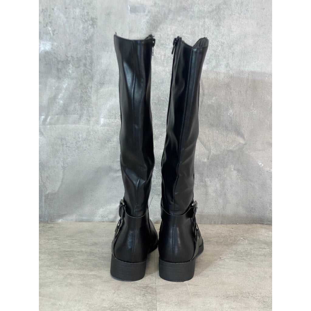 STYLE & CO Black Marliee Full Side Zip Round-Toe Tall Riding Boots SZ 7.5