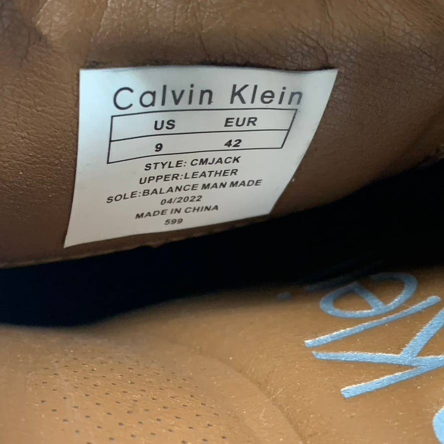 CALVIN KLEIN Men's Light Brown Leather Jack Lace-Up Dress Loafers SZ 9