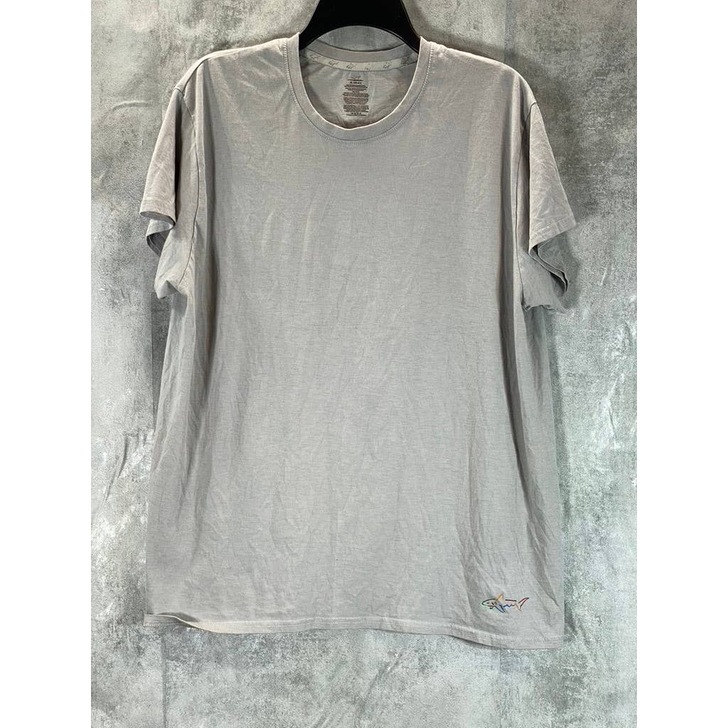 GREG NORMAN Men's Grey Crewneck Shark Short-Sleeve T-Shirt SZ XL