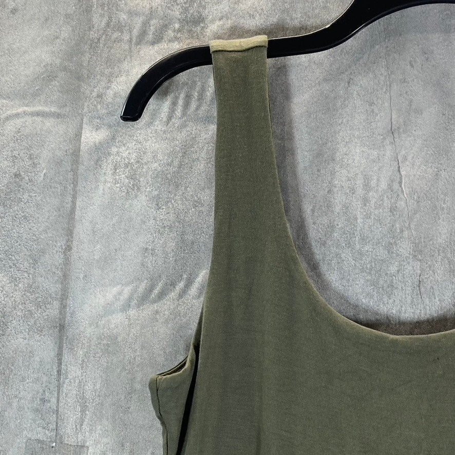 BAR III Women's Dusty Olive Scoop-Neck Bodycon Sleeveless Midi Tank Dress SZ XS