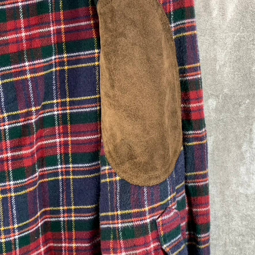 J.CREW Men's Multicolor Plaid Slim-Fit Elbow Patch Button-Up Flannel Shirt SZ S