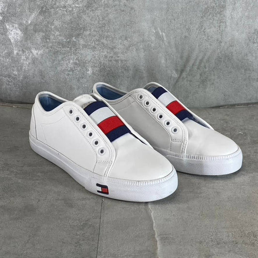 TOMMY HILFIGER Women's White Anni Round-Toe Laceless Slip-On Sneakers SZ 5