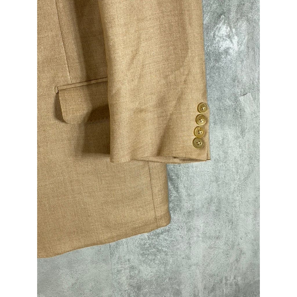 ERMENEGILDO ZEGNA Men's Tan Camel Silk Three-Button Blazer SZ 40R