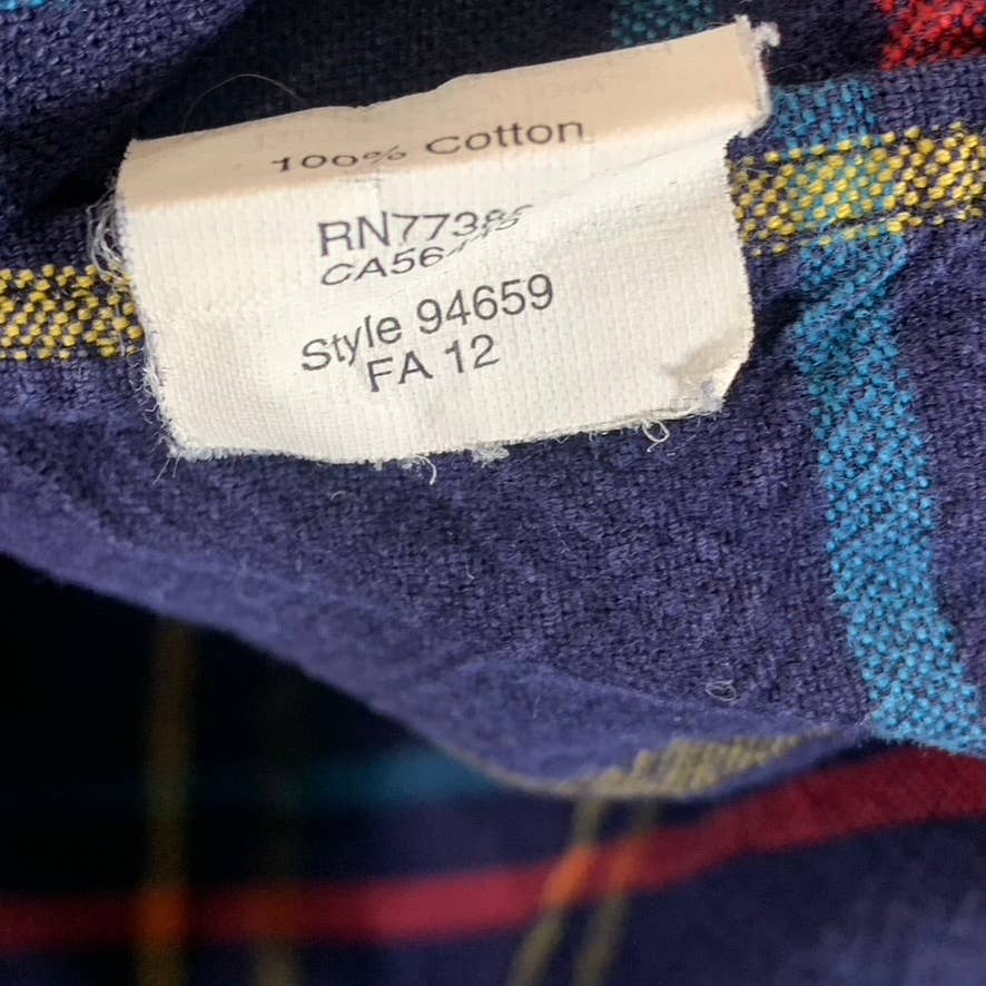 J.CREW Men's Navy Windowpane Cotton Button-Up Long-Sleeve Oxford Shirt SZ M