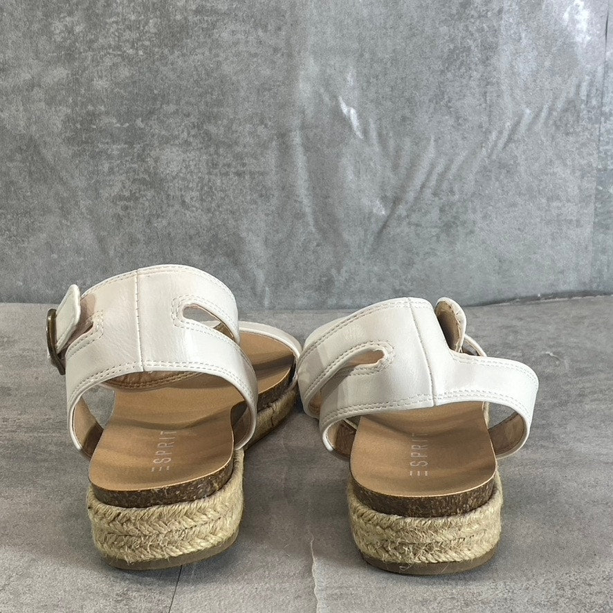 ESPRIT Women's Off White Jenna Ankle-Strap Cork Espadrille Wedge Sandals SZ 8