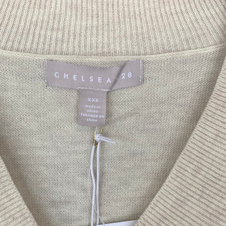 CHELSEA28 Beige Oatmeal Light Heather V-Neck Pullover Sweater SZ XXS