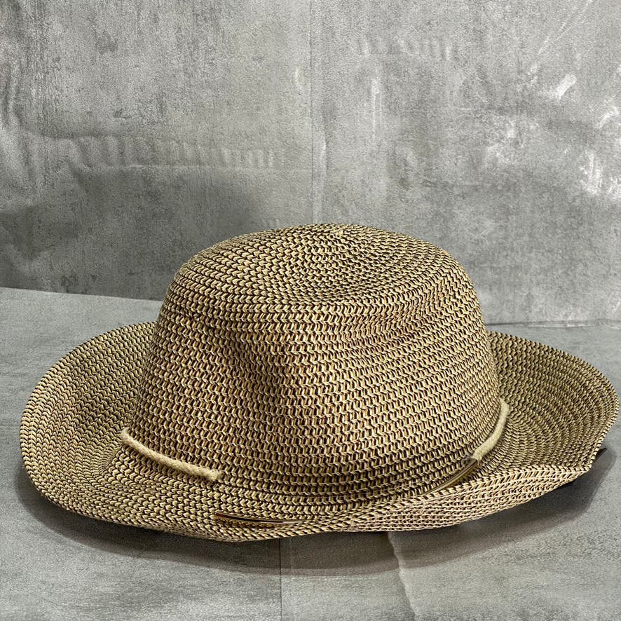 INC INTERNATIONAL CONCEPTS Brown Straw Tweed Cloche Hat with Metal Detail SZ OS