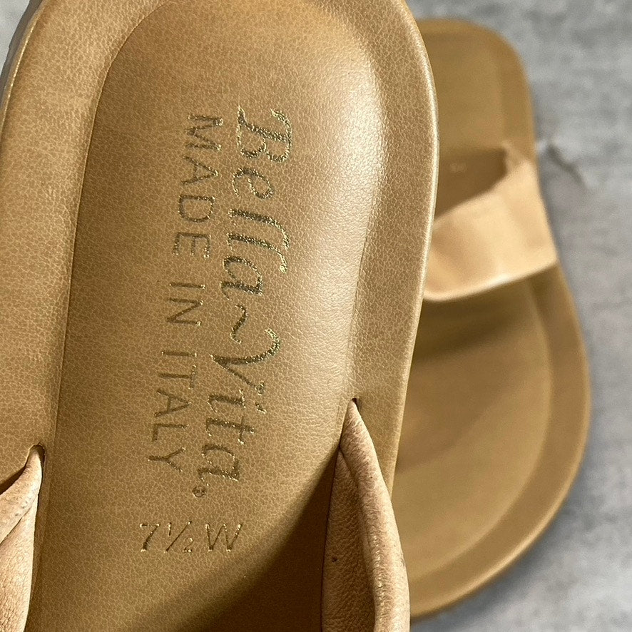 BELLA-VITA Women's Wide Width Natural Leather Italy Thong Sandals SZ 7.5W
