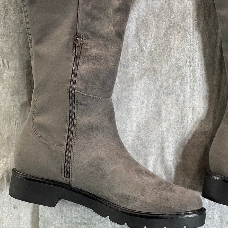 NINE WEST Women's Charcoal Tread Lug Sole Block-Heel Over-The-Knee Boots SZ 9.5