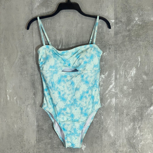 VICIOUS YOUNG BABES Light Blue Tie-Dye Front Cutout Tie-Dye One-Piece Swimsuit SZ M