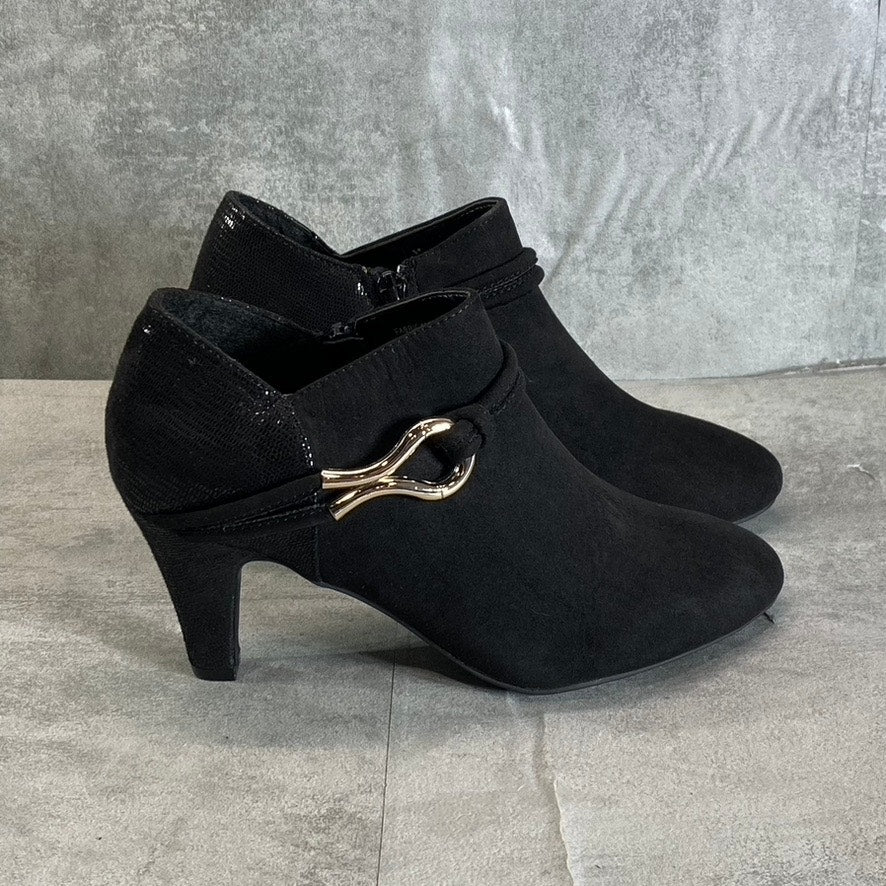 KAREN SCOTT Women's Black Microsuede Melanni Almond-Toe Slip-On Booties SZ 7