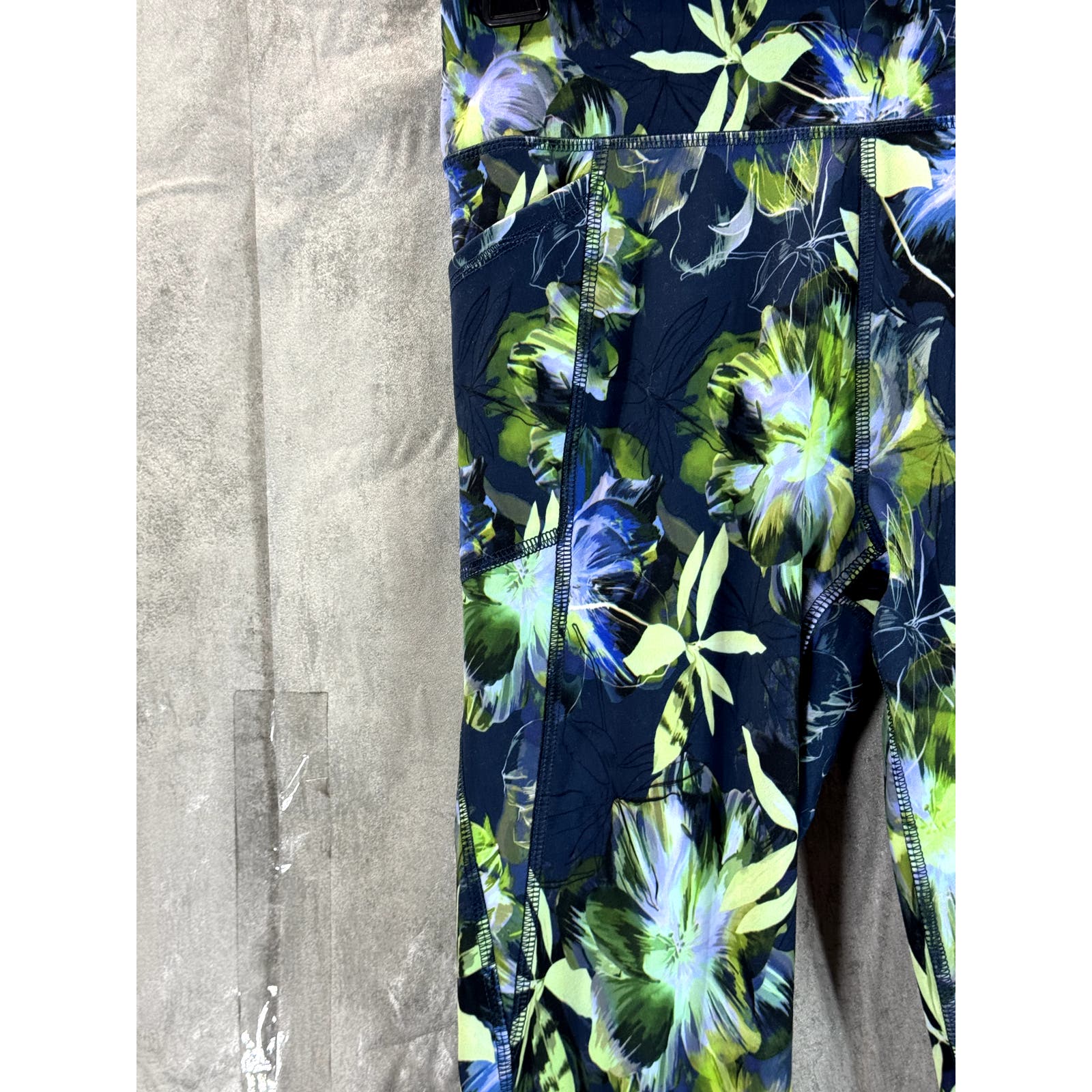 X BY GOTTEX Women's Blue Dark Floral Rachel Pull-On Ankle Leggings SZ S