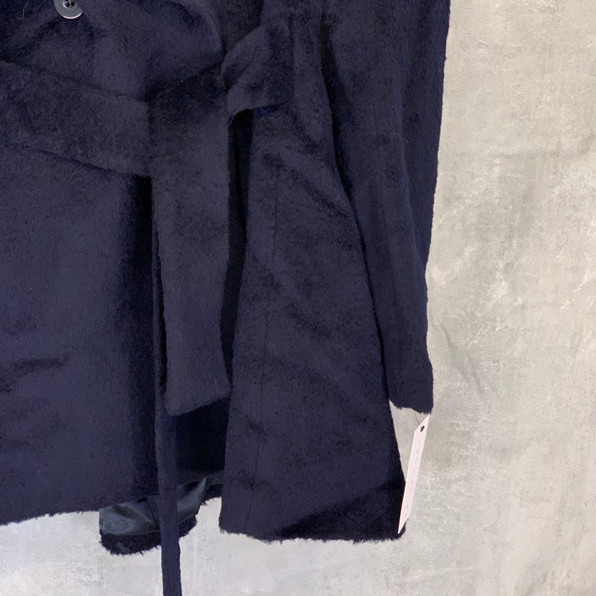 TRINA TURK Navy Grace Hooded Two-Button Belted Alpaca Coat SZ 6