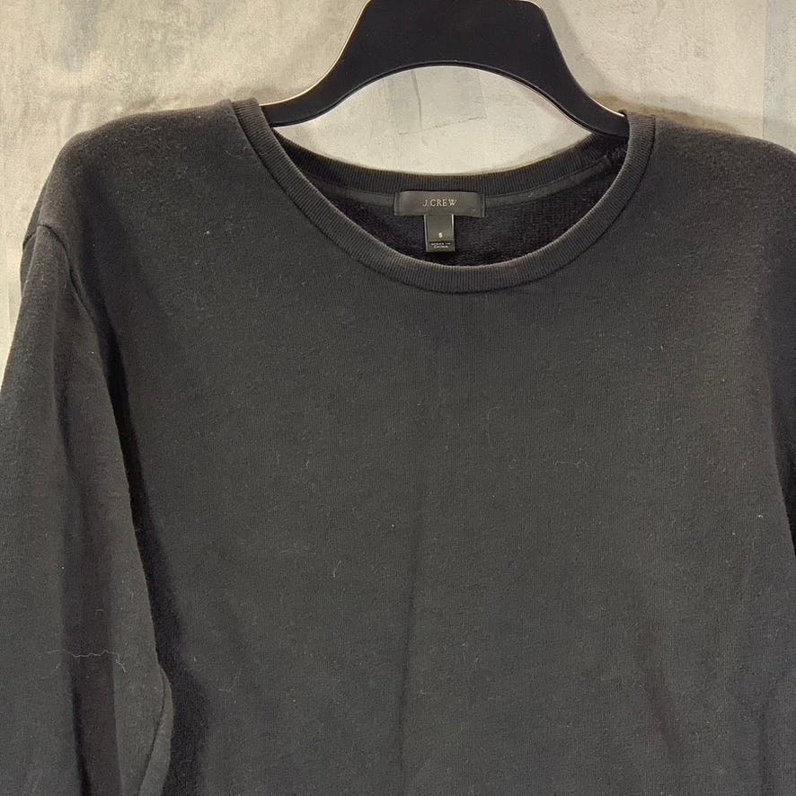 J.CREW Factory Women's Black Crewneck Ruffle-Hem Long Sleeve Sweatshirt SZ S