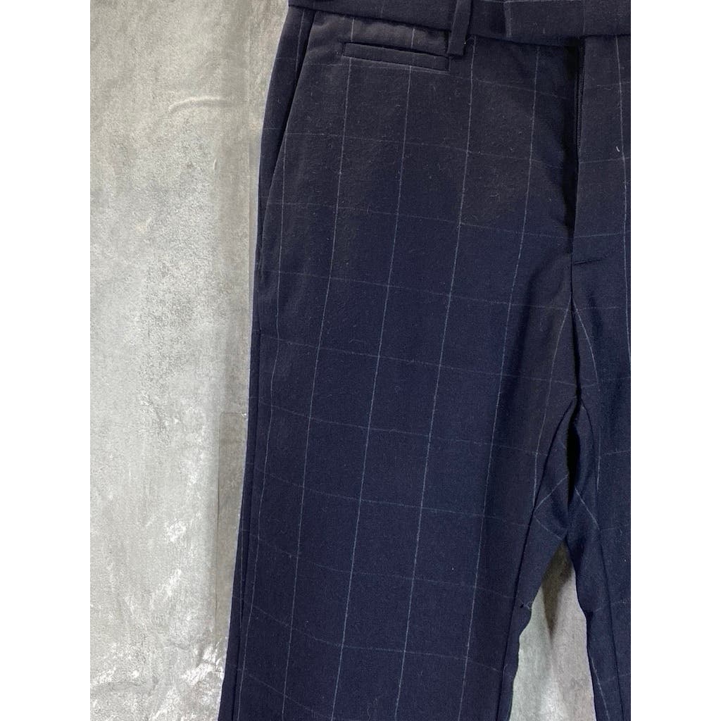 BANANA REPUBLIC Men's Navy Windowpane Tailored Slim-Fit Dress Pants SZ 30X32