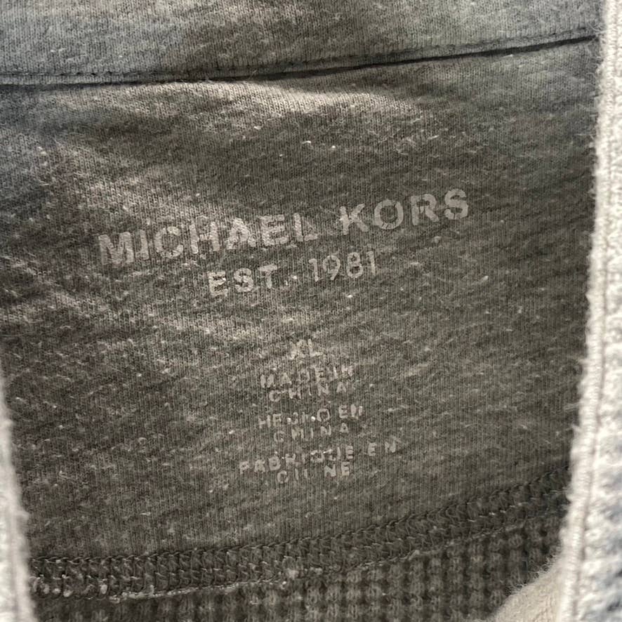 MICHAEL KORS Men's Grey Mock-Neck Three-Button Pullover Sweater SZ XL