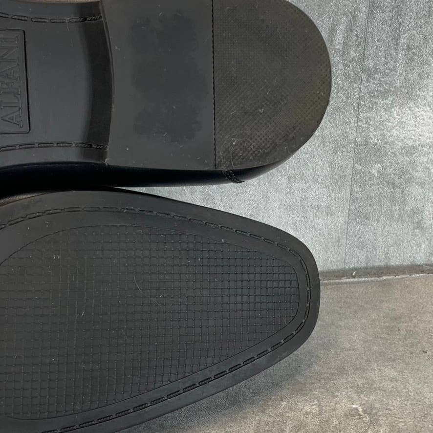 ALFANI Men's Black Faux Leather Otis Bit Moc-Toe Slip-On Loafers SZ 9.5