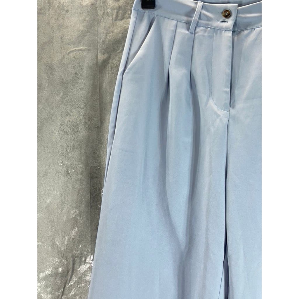 CIDER Women's Light Blue High-Waist Pleated Straight Leg Trousers SZ S(US 4)