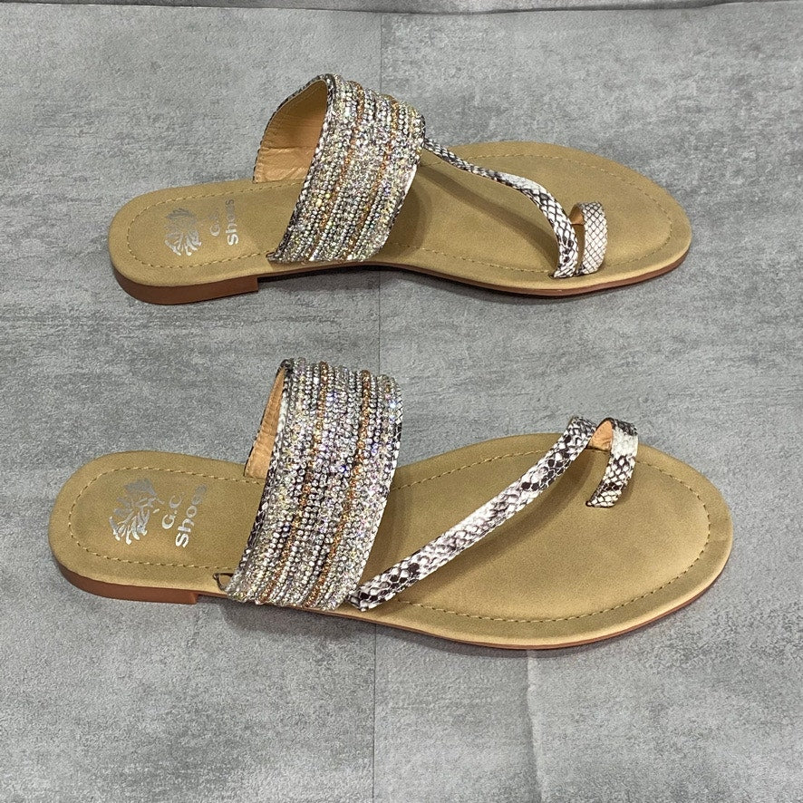 GC SHOES Gray Snake Issy Slip-On Flat Sandals SZ 8