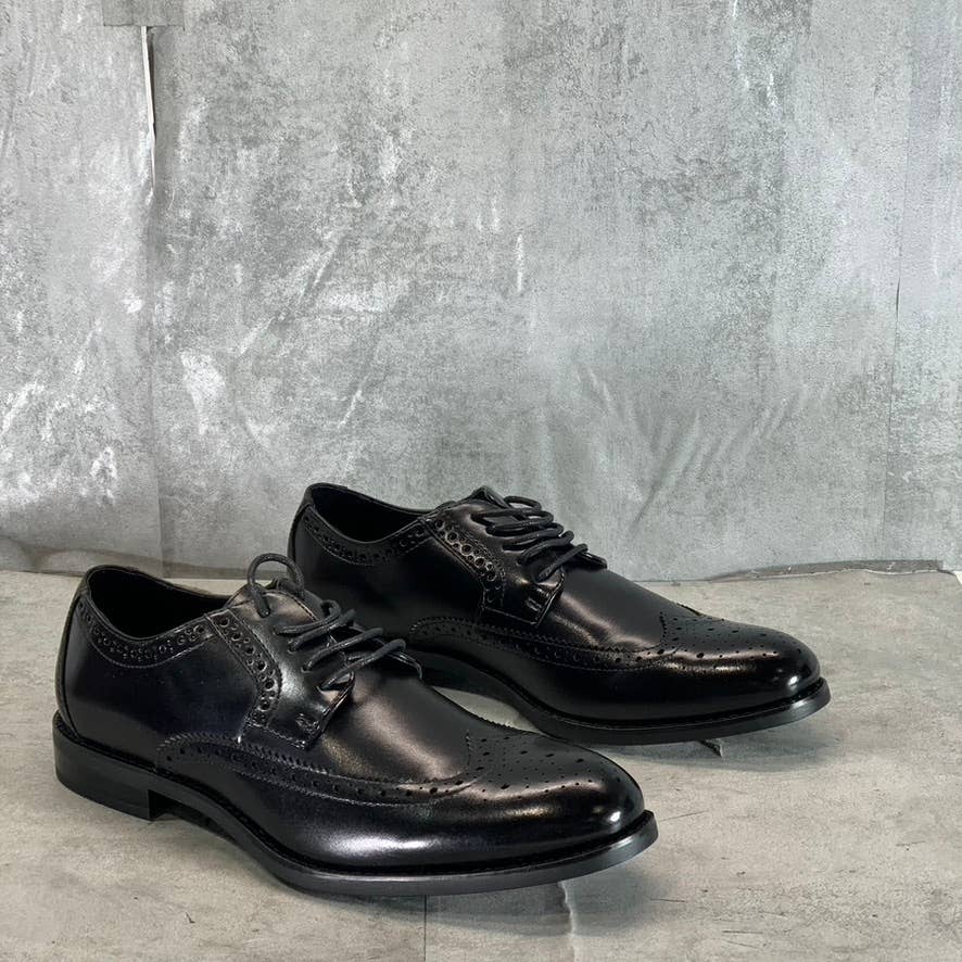 STACY ADAMS Men's Black Leather Garrison Wingtip Lace-Up Oxfords SZ 8